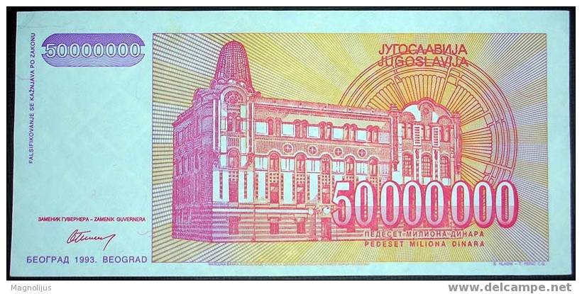 Yugoslavia,Banknote,Paper Money,Inflation,50.000.000 Dinars,1993. - Yougoslavie
