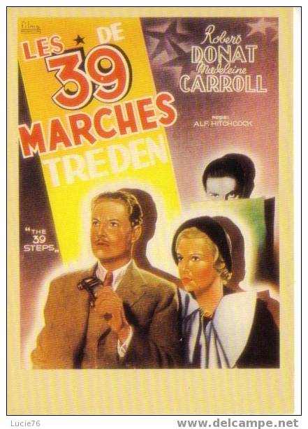 D'après Affiche  -  LES 39 MARCHES  De Robert DONAT , Madeleine CARROLL  -  1935 - Affiches Sur Carte