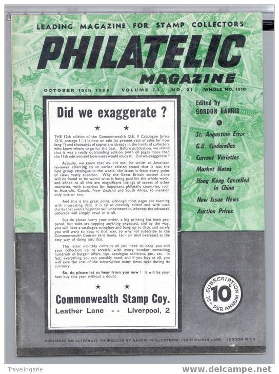 Philatelic Magazine Vol. 73 No. 21 1965 - Anglais (àpd. 1941)