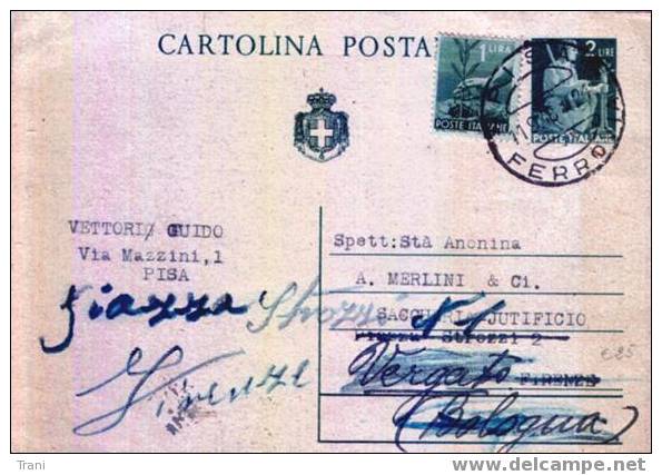 CARTOLINA POSTALE DA £.2 - LUOGOTENENZA - Anno 1946 - - Marcophilia