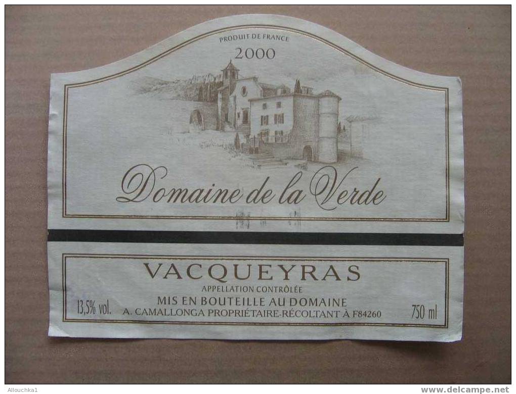 FRANCE ETIQUETTES DE VIN ROUGE VIGNOBLE COTE DU RHONE VAQUEIRAS 84 / 2000 - Côtes Du Rhône