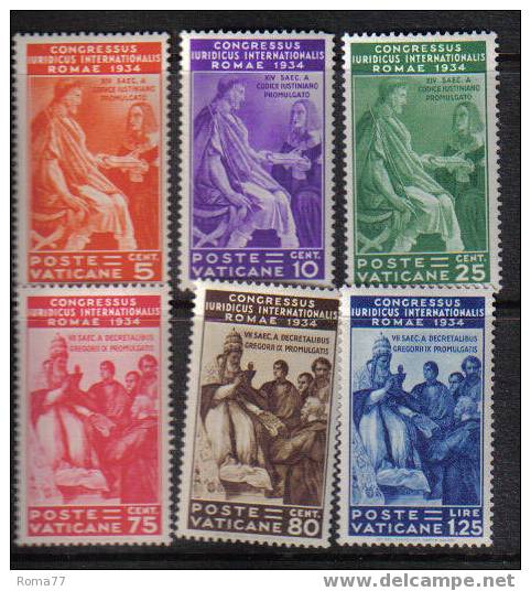 V9 - VATICANO 1935: Congresso Giuridico Serie N. 41/46 Linguella * GOMMA SCURA - Neufs