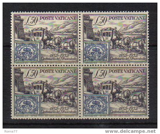 V45 - VATICANO 1952: N. 155/I Quartina Dentellata 13 X 12 3/4 *** - Unused Stamps