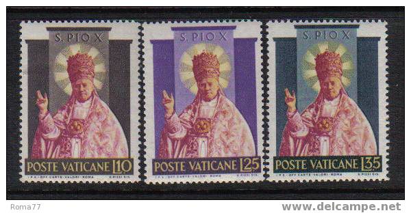 V49a - VATICANO 1954: Santificazione Pio X  N. 182/184  *** - Nuevos