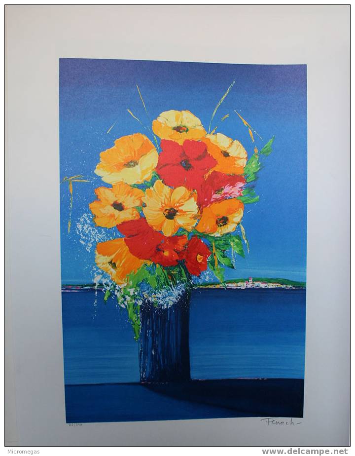 Serge Fenech : Bouquet De Fleurs - Lithografieën