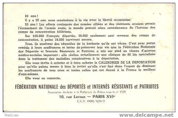GUERRE 1939-1945- Ref No 09-federation Nationale Des Deportes Et Internes Resistants Et Patriotes -liberation Du Camp - Guerre 1939-45