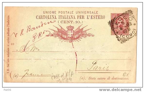 LECCO - 1902 - Stamped Stationery