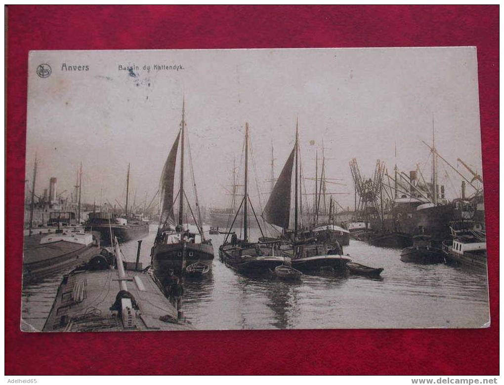 (2 Scans) Rare! Antwerpen, Bassin Du Kattendyk(dok), Stempel, Cachet Krumlov, 1912, Boot, Bateau - Antwerpen
