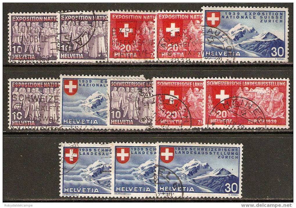 CH212 - SVIZZERA - Lotto Misto "Esp.Zurigo 1939" Di 2.a Scelta - 13 Pezzi - CV Euro 36,90 - Collections