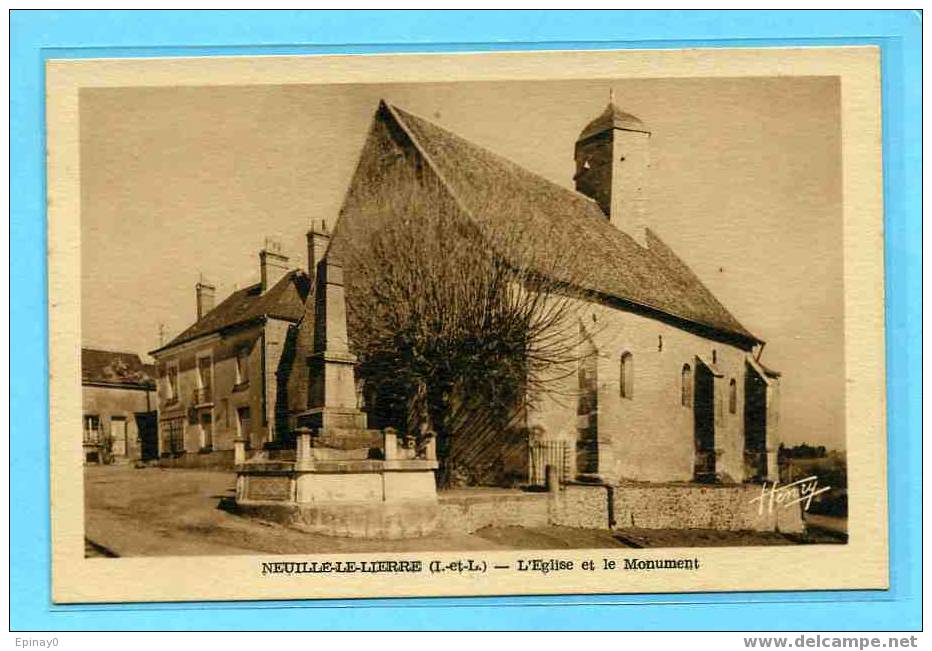 B - 37 - NEUILLE Le LIERRE - Lal'église Et Le Monument - Neuillé-Pont-Pierre