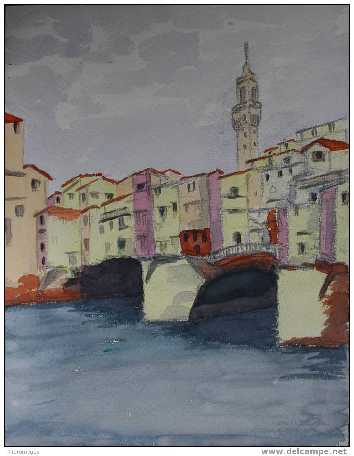 Aquarelle  - Florence - Ponte Vecchio - Watercolours
