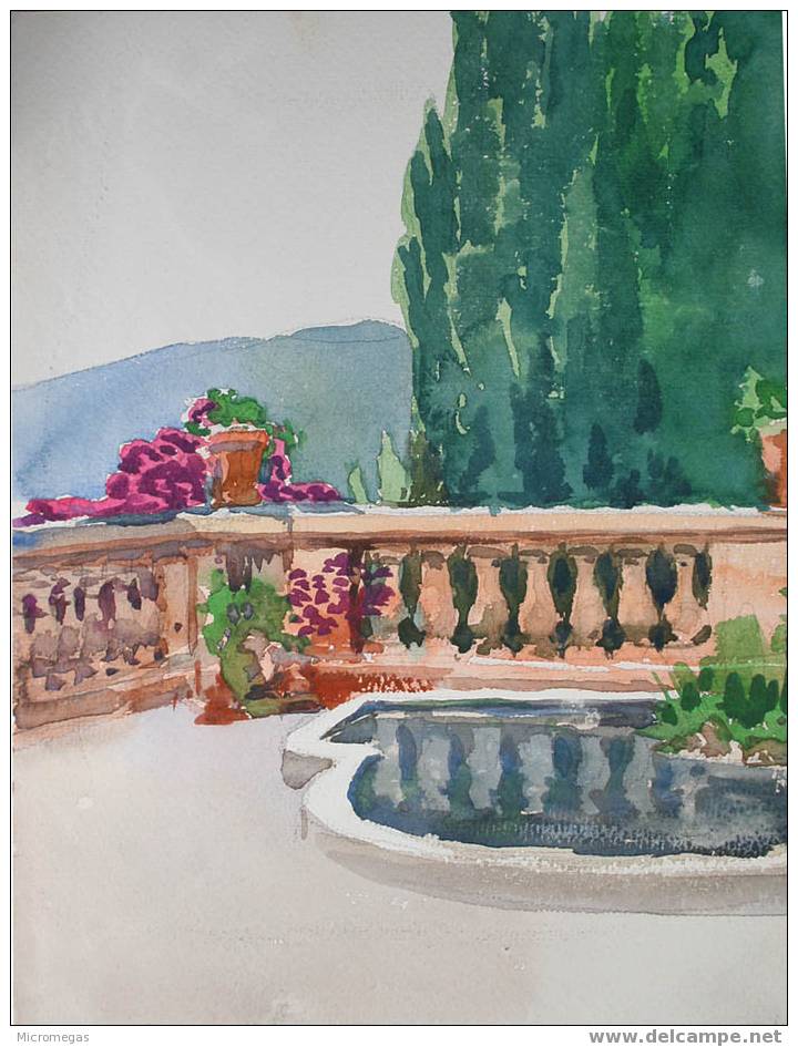 Aquarelle  :Terrasse - Wasserfarben