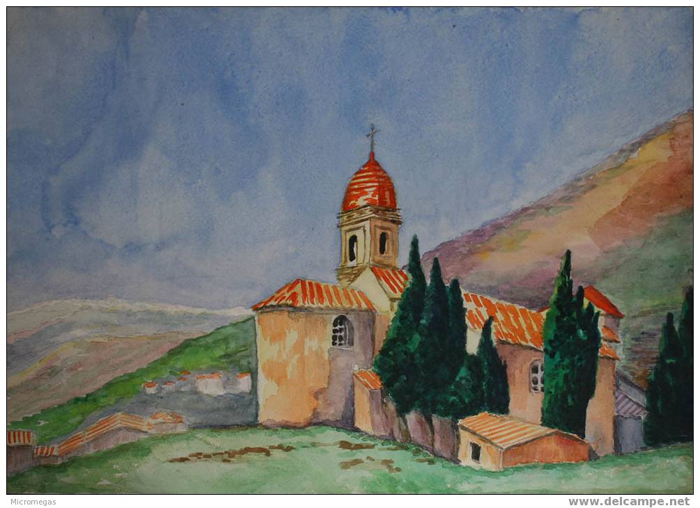 Aquarelle  :L´église - Watercolours