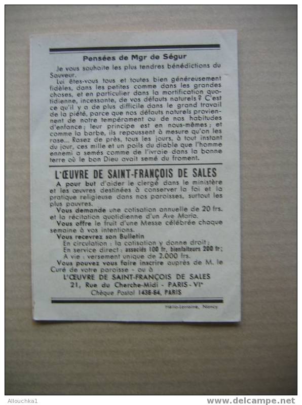 PETIT CALENDRIER DE 1951 OFFERT PAR DES RELIGIEUX OEUVRE DE ST FRANCOIS DE SALES  PARIS - Small : 1941-60