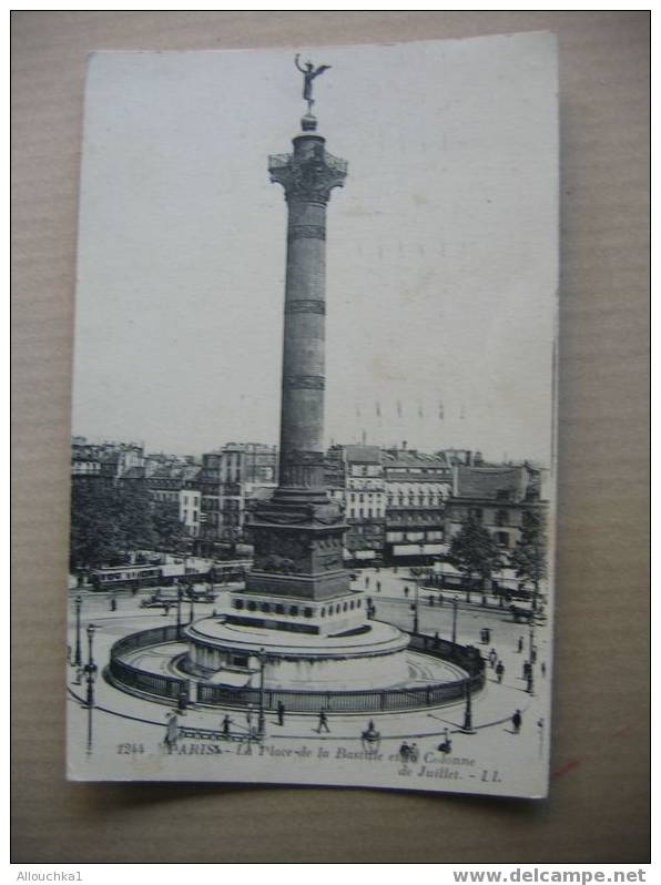 CP DE PARIS 112 R AMELOT LA PLACE DE LA BASTILLE  COLONNE DE JUILLET 1926 POUR BUFFET DE LA GARE EPERNAY - Arrondissement: 11