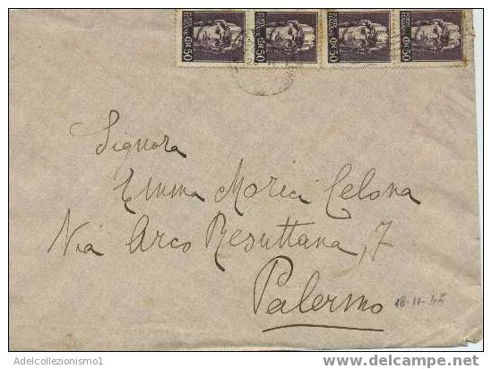 52)lettera Con 4x50c. Turrita Da Milano A Palermo Il 18-11-1945 - Marcophilie