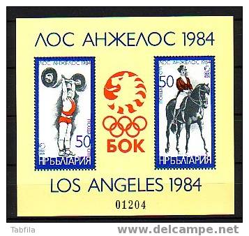 BULGARIA / BULGARIE - 1983 - Jeux Olimpiques Los Angeles´84 - Bl** - Summer 1984: Los Angeles