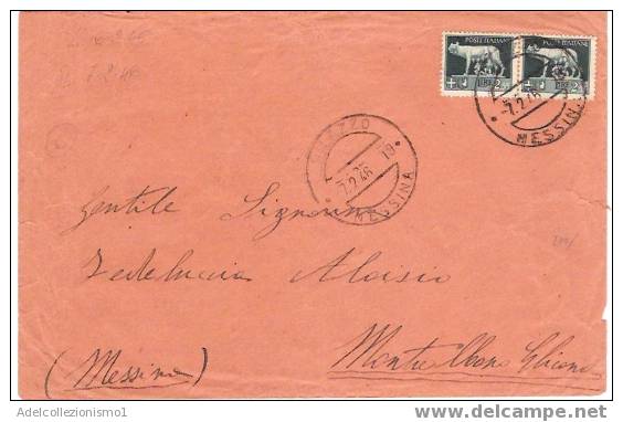 613)lettera Con 2x2,55£ Imperiale Da Milazzo A Montalbano Il 2-2-1946 - Marcophilie
