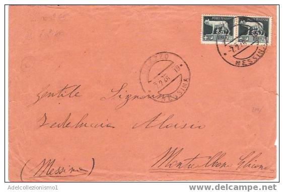 613)lettera Con 2x2,55£ Imperiale Da Milazzo A Montalbano Il 2-2-1946 - Poststempel