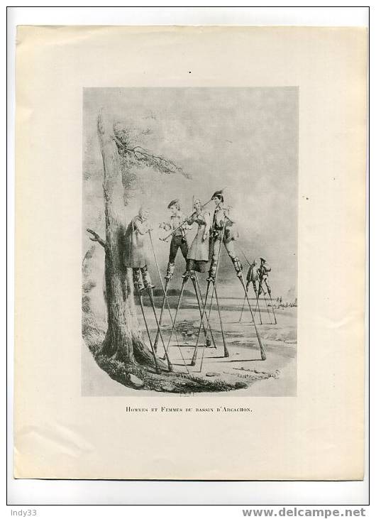 - HOMMES ET FEMMES DU BASSIN D´ARCACHON . REPRO DES ANNEES 1930 D´UNE GRAVURE DU XIX° S. - Artis Historia