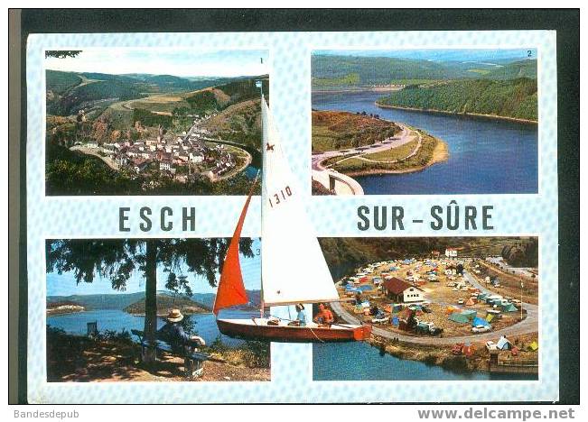 CPSM - Esch Sur Sûre - Multivues Générale Barrage Et Lac Point De Vue Camping ( Paul Kraus) - Esch-sur-Sure