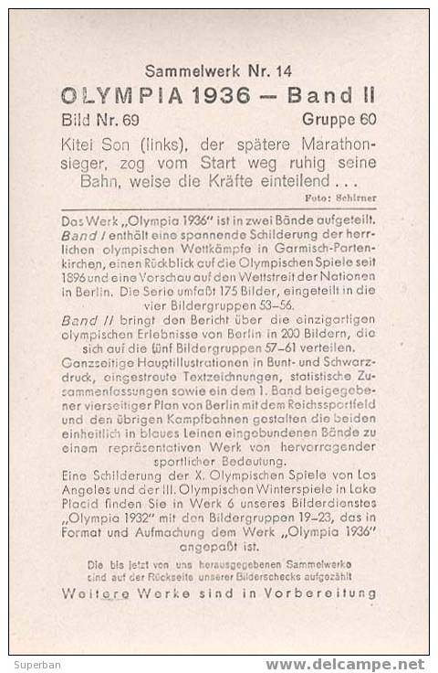 OLYMPIA 1936 - COURSE Du MARATHON : KITEL SON - LE FUTUR VAINQUEUR... - À VOIR DÉTAILS AU DOS ! (z-353) - Leichtathletik