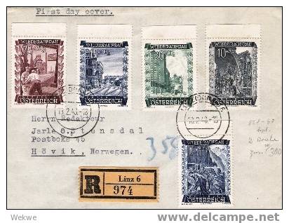 A-RII130/Österreich - Wiederaufbau 1948, 2 Einschreiben Nach Norwegen - FDC