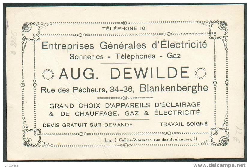 Carte Public. ELECTRICITE DEWILDE à BLANKENBERGHE + Timbre Fiscal  1921.  TB Rare - 2256 - Documentos