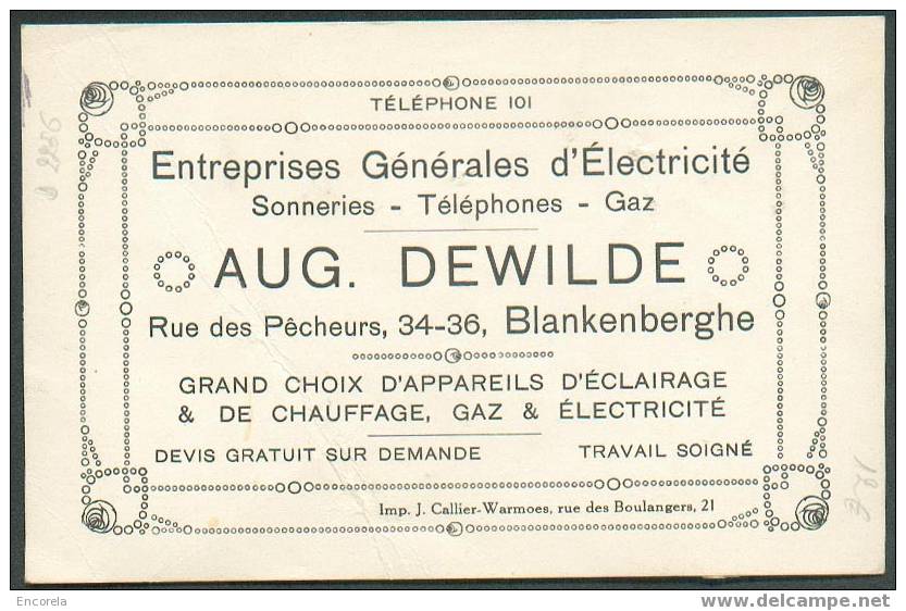 Carte Public. ELECTRICITE DEWILDE à BLANKENBERGHE + Timbre Fiscal  1921.  TB Rare - 2256 - Documents