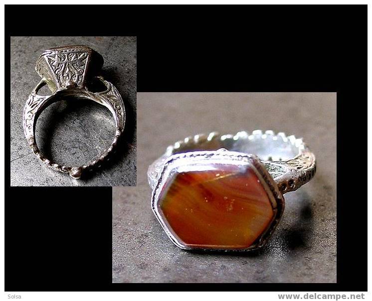 Belle Bague Orientale Argent Cornaline / Great Silver And Cornalian Ring - Ethniques