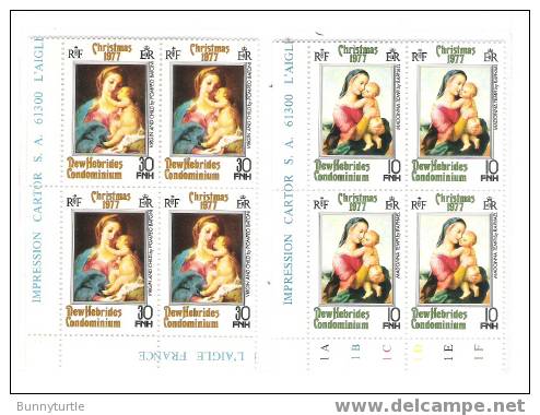 New Hebrides British 1977 Christmas Blk Of 4 MNH - Nuevos