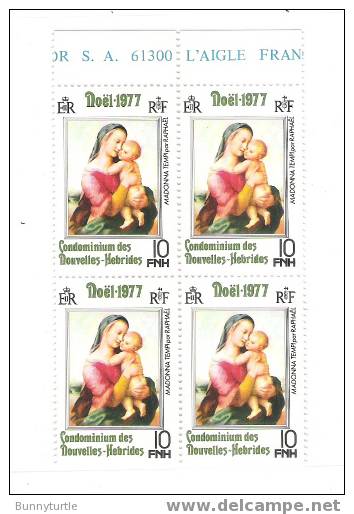 New Hebrides French 1977 Christmas Blk Of 4 MNH - Neufs