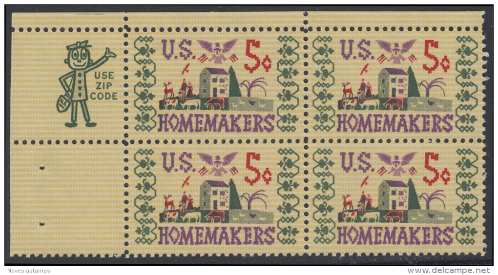 !a! USA Sc# 1253 MNH ZIP-BLOCK (UL) - Homemakers - Unused Stamps