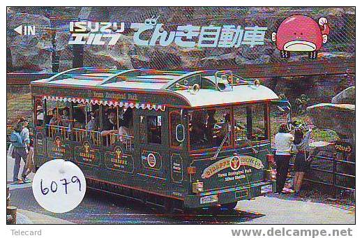 Tram (6079) Train Trenes Zug Eisenbahn Locomotive Locomotif Sur Telecarte Japon - Treinen