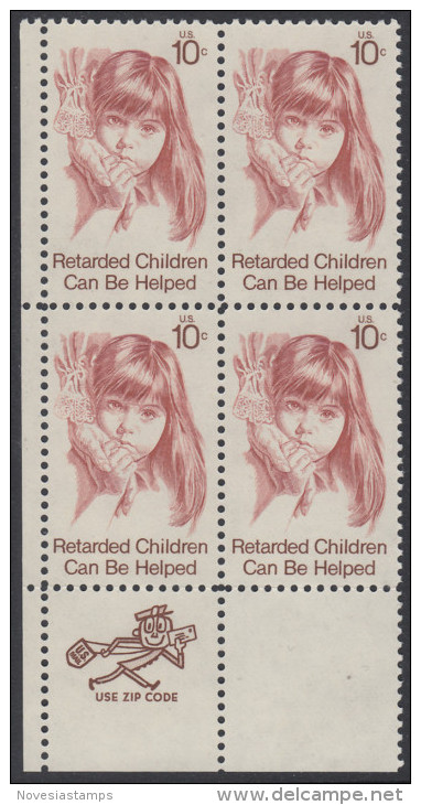 !a! USA Sc# 1549 MNH ZIP-BLOCK (LL) - Help For Retarded Children - Unused Stamps