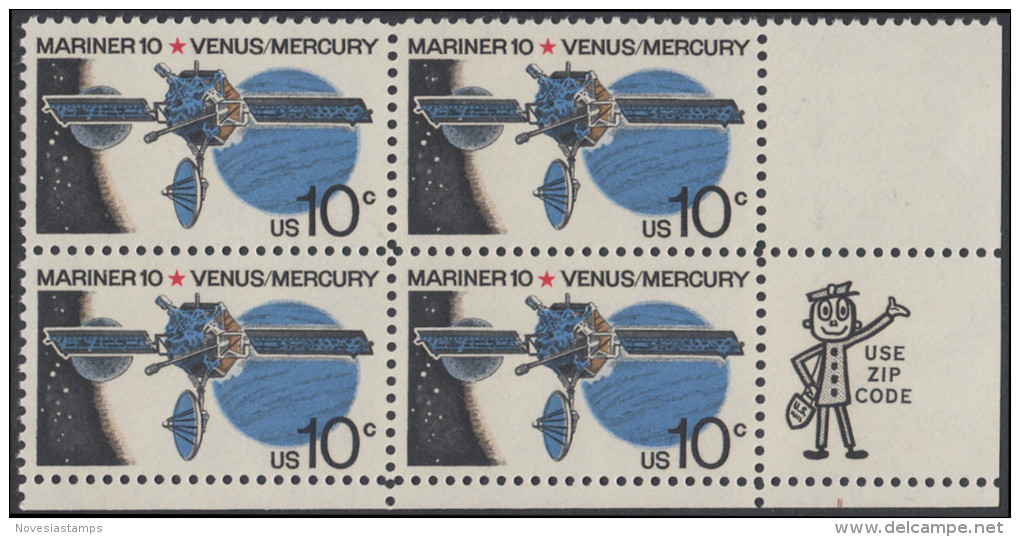 !a! USA Sc# 1557 MNH ZIP-BLOCK (LR) - Marine 10: Venus And Mercury - Nuovi