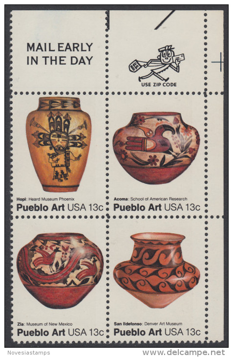 !a! USA Sc# 1706-1709 MNH ZIP-BLOCK (UR) - American Folk Art - Nuevos