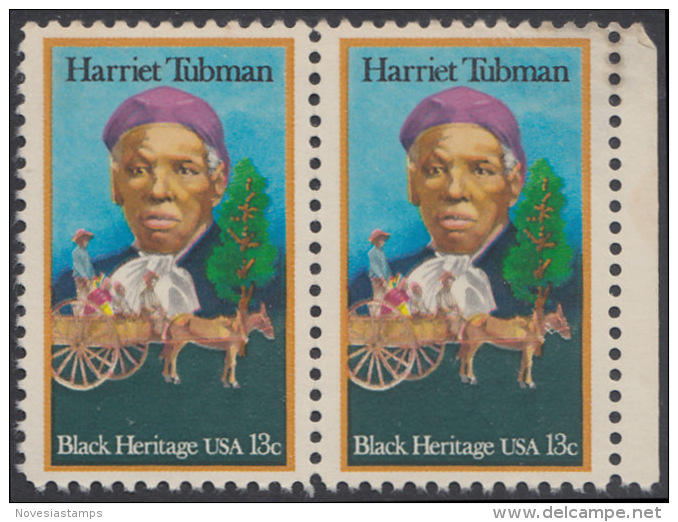 !a! USA Sc# 1744 MNH Horiz.PAIR W/ Right Margin (Gum Damaged) - Harriet Tubman - Unused Stamps