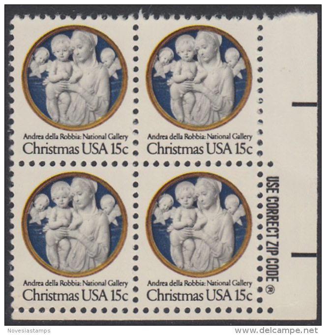 !a! USA Sc# 1768 MNH ZIP-BLOCK (LR) - Christmas: Madonna And Child With Cherubim - Nuovi