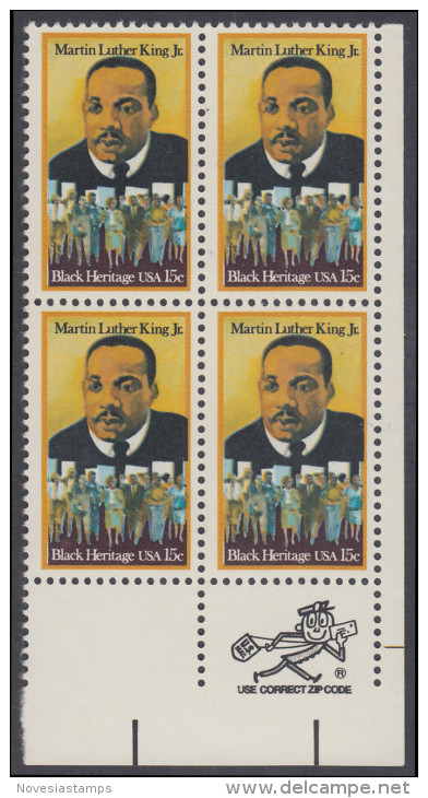 !a! USA Sc# 1771 MNH ZIP-BLOCK (LR) - Black Heritage: Dr. Martin Luther King - Unused Stamps