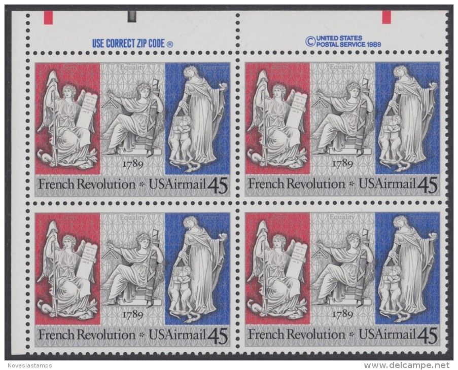 !a! USA Sc# C120 MNH ZIP-BLOCK (UL) - French Revolution Bicentennial - 3b. 1961-... Ungebraucht