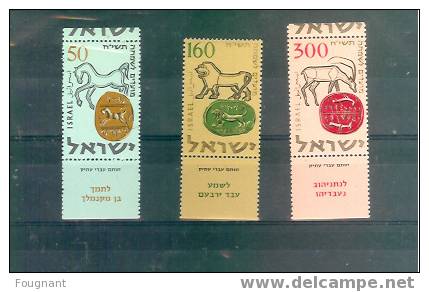 ISRAEL:1957:N°121/3+tabs. NSC.Nouvel  An.Sceaux Des Rois D´Israël.Série Complète. - Año Nuevo