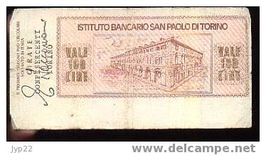 Billet Assignat ? Italie San Paolo Torino Turin 100 Lire 17-8-76 Pour ConfeserGenti Ou ConfeserCenti ? .. Pas Courant ! - To Identify