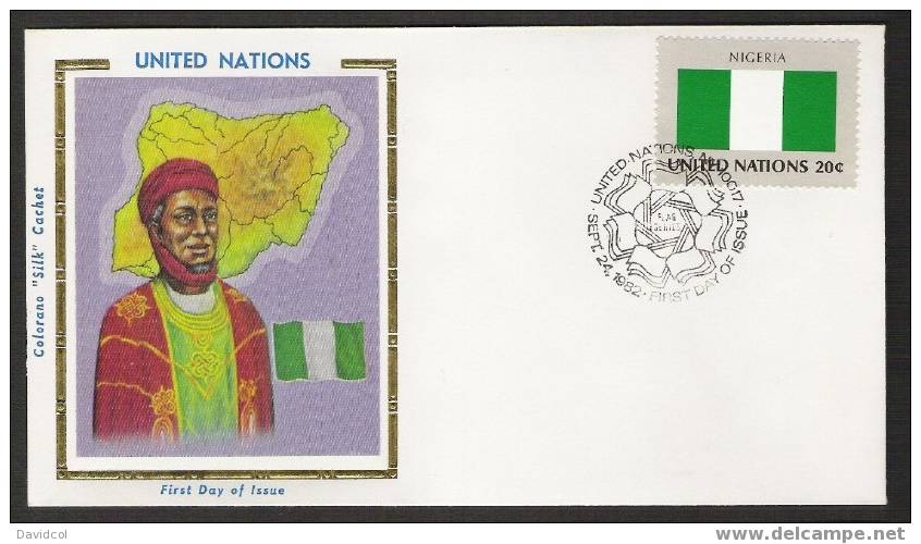 S848.-. 1982 .-. U.N. / O.N.U - SILK COVER-  NIGERIA  FLAG- BEAUTIFUL COVER. - Briefe