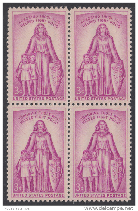 !a! USA Sc# 1087 MNH BLOCK - Polio - Neufs