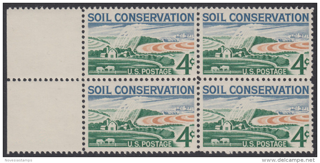 !a! USA Sc# 1133 MNH BLOCK W/ Left Margins - Soil Conservation - Unused Stamps