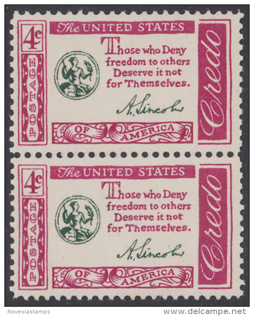 !a! USA Sc# 1143 MNH Vert.PAIR - Credo: Lincoln - Unused Stamps