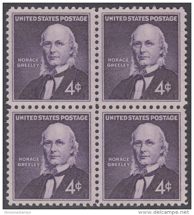!a! USA Sc# 1177 MNH BLOCK - Horace Greeley - Unused Stamps