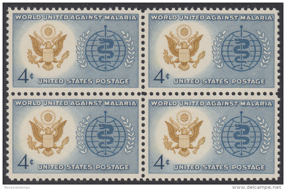 !a! USA Sc# 1194 MNH BLOCK - Malaris Eradication - Nuovi