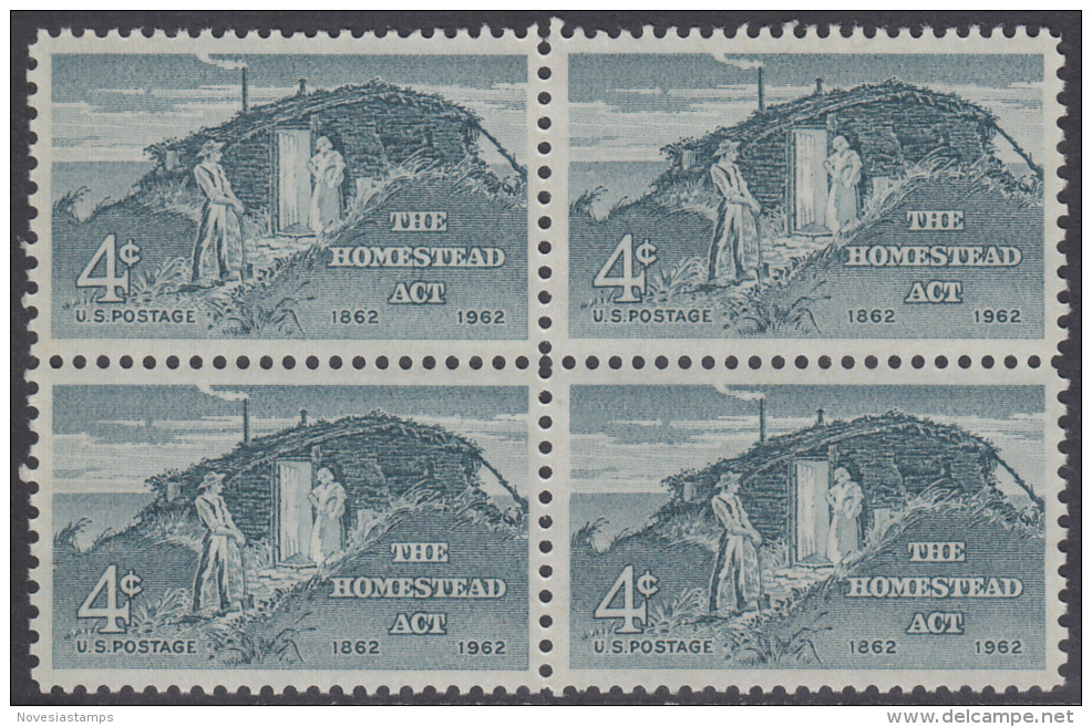 !a! USA Sc# 1198 MNH BLOCK - Homestead Act - Ongebruikt